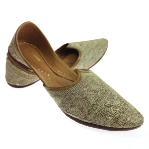 leaf embroidered tan gold