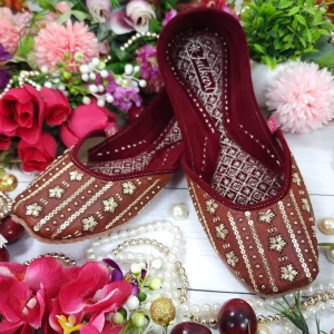 flower beads sequins and zarri handwork embroidered gold semi casual brown gold