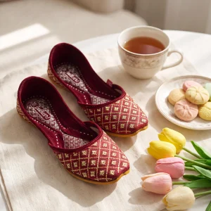 zarri stone leather embroidery red gold